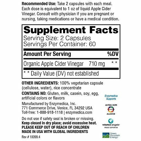 Image of Enzymedica Apple Cider Vinegar 120 Capsules - with the Mother