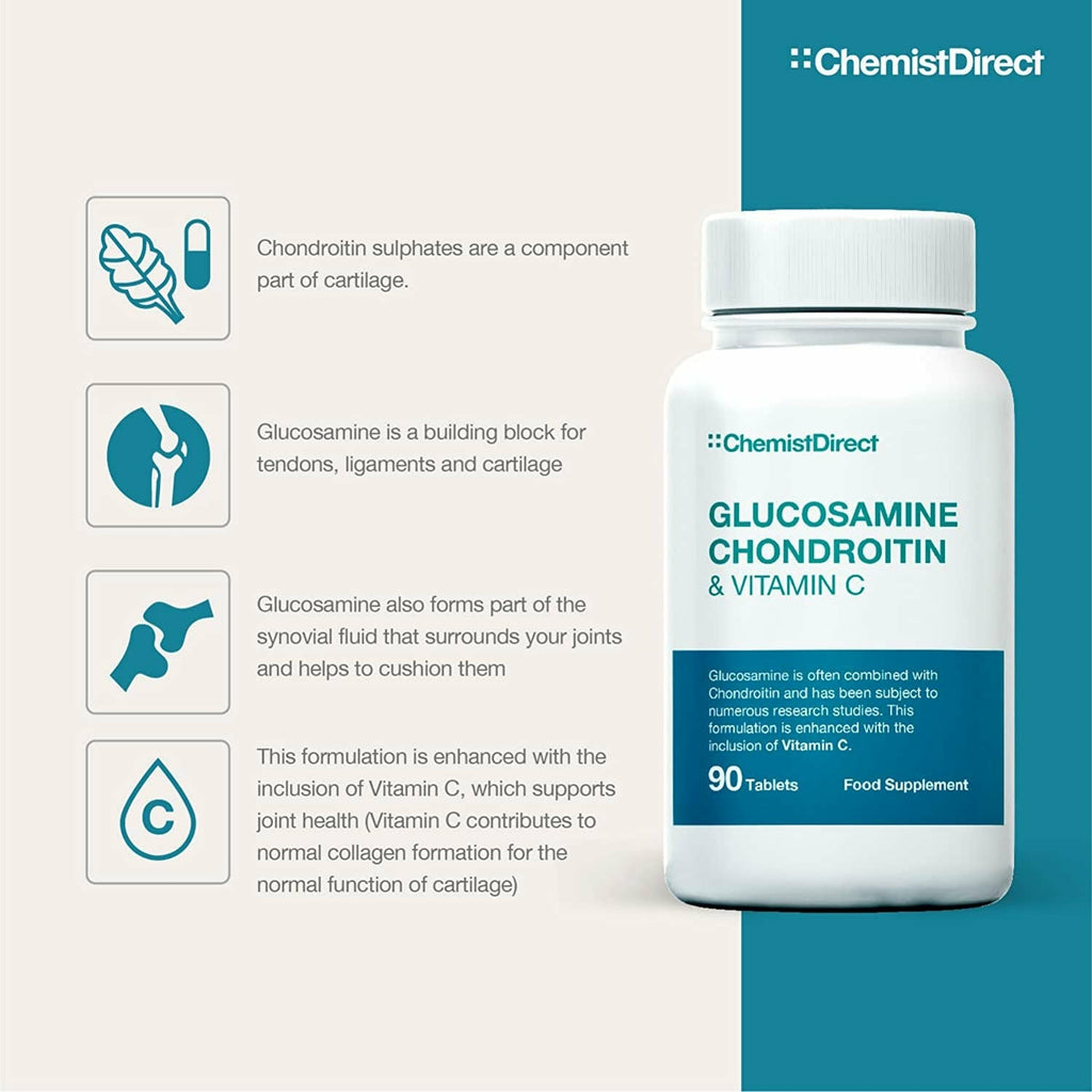 Image of Glucosamine, Chondroitin & Vitamin C - 90 Tablets