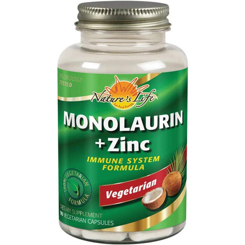 Nature's Life, Monolaurin + Zinc, 90 Vegetarian Capsules…