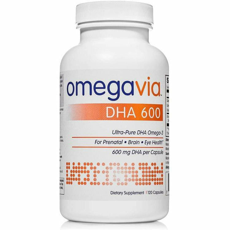 Image of OmegaVia DHA 600 mg Omega-3 Fish Oil, 120 Capsules, Ultra-Pure DHA Concentration (Triglyceride Form)