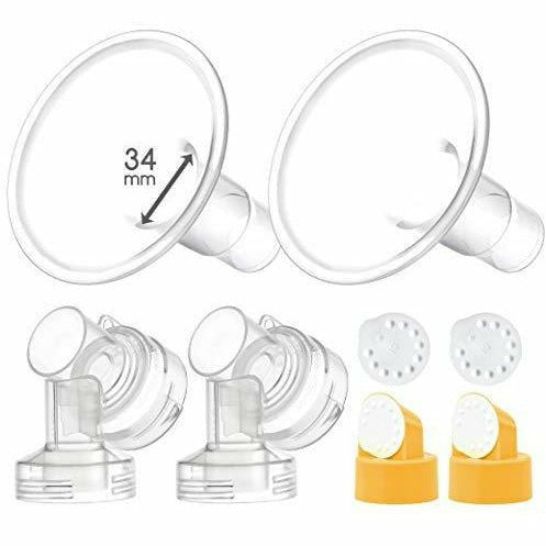 Image of Breastshield 17-34mm, 2x Base Connector w/Valve and Membrane for Medela by Maymom